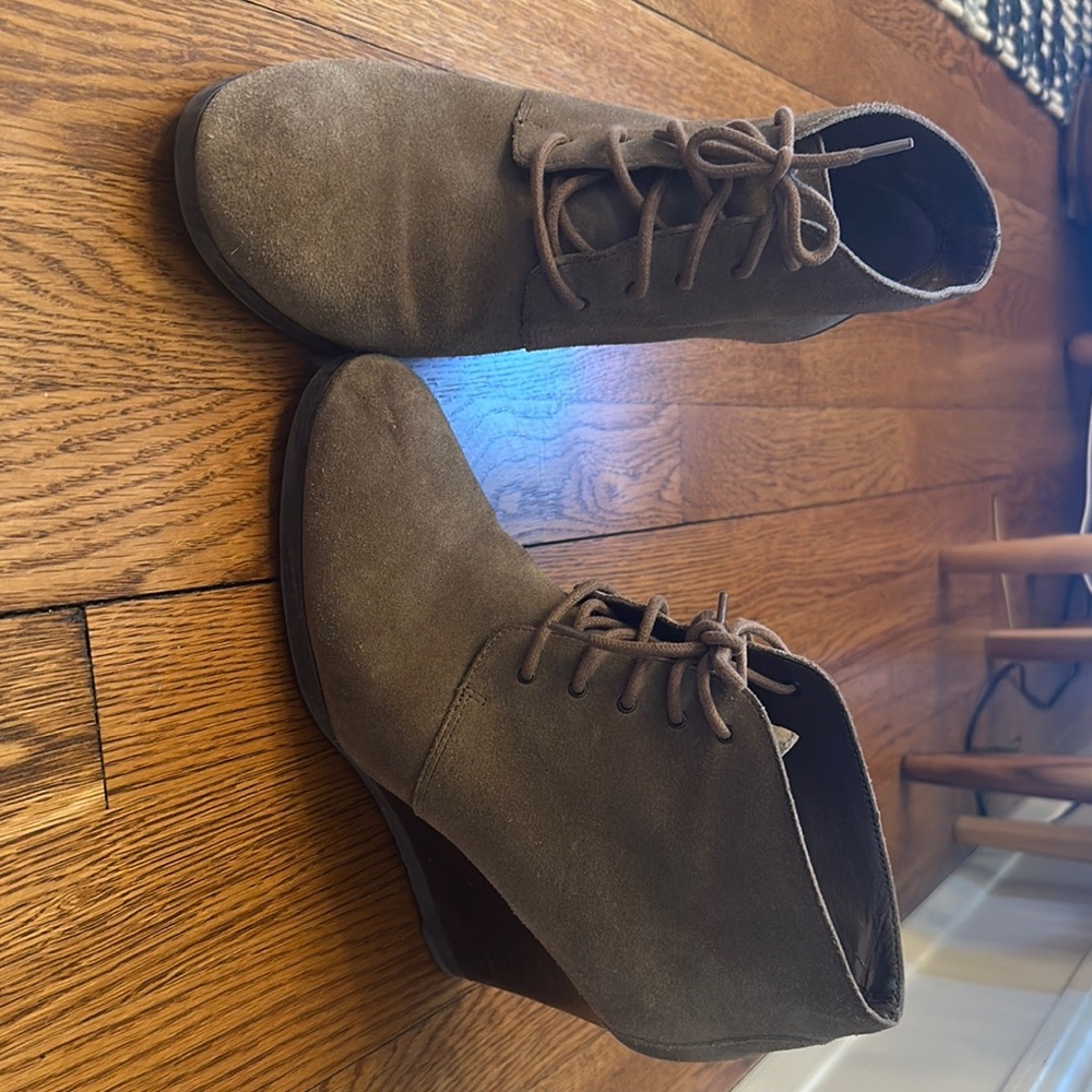 Franco Sarto - Brown Lace Up Wedge bootie Suede Finish